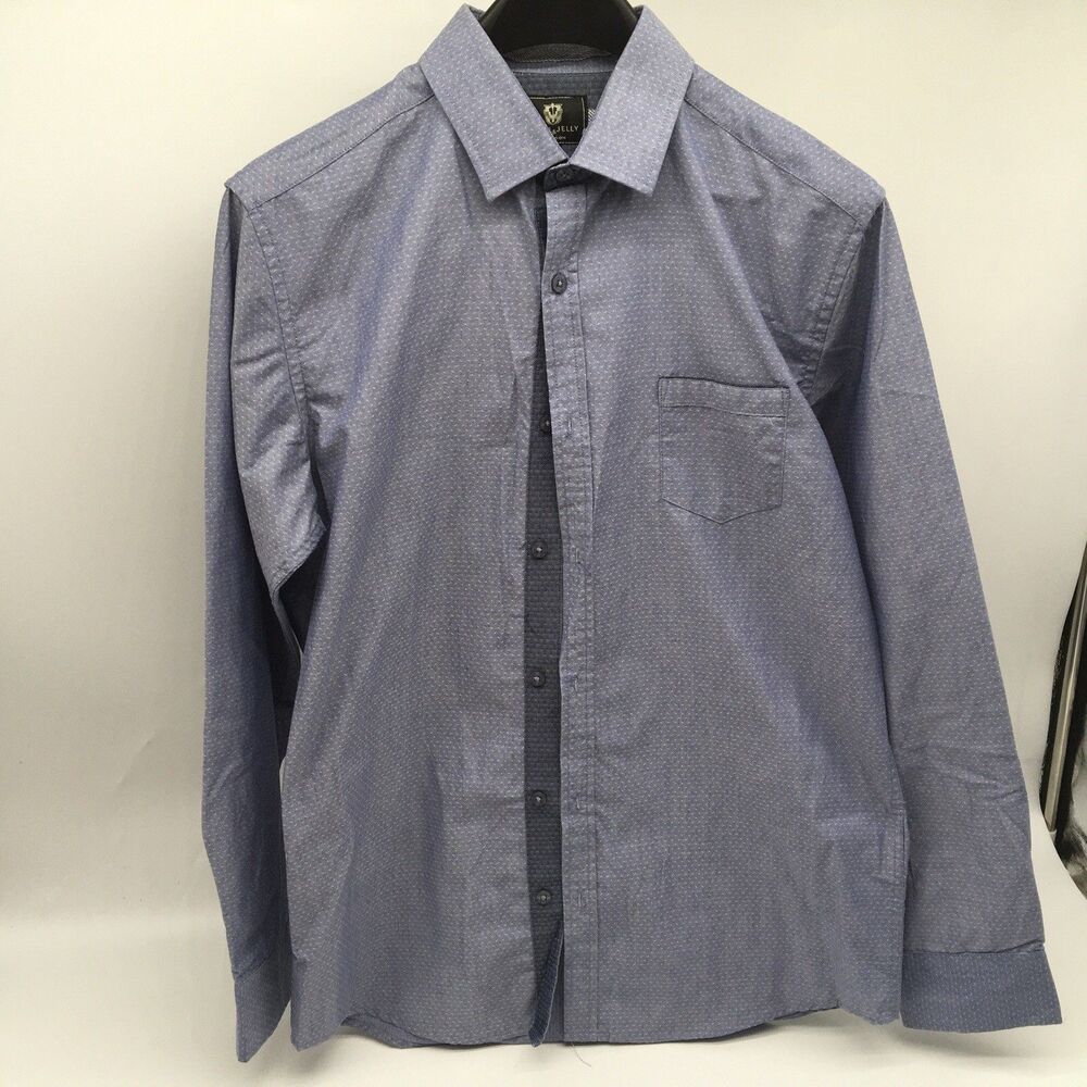 Steel And Jelly Men’s Dress Shirt, Size Medium, Blue With Pattern Button Up